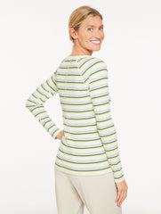 RIBBED HENLEY TEE - DISCONNECTED STRIPE | Talbots sale
