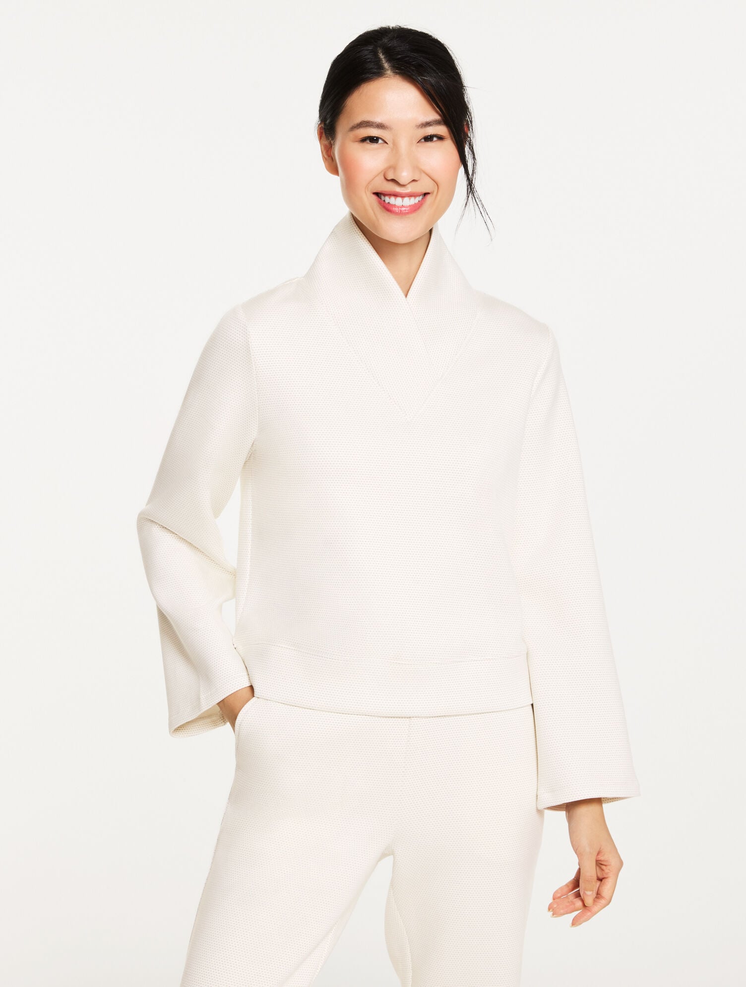 AIRKNIT STRETCH MESH V-NECK PULLOVER | Talbots discount