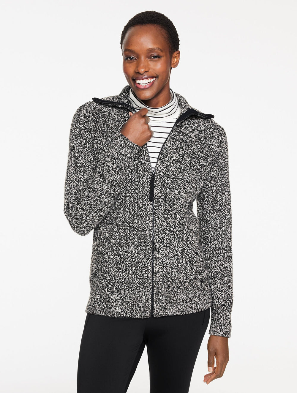 SOFT CABLE SWEATER JACKET - MARLED | Talbots online