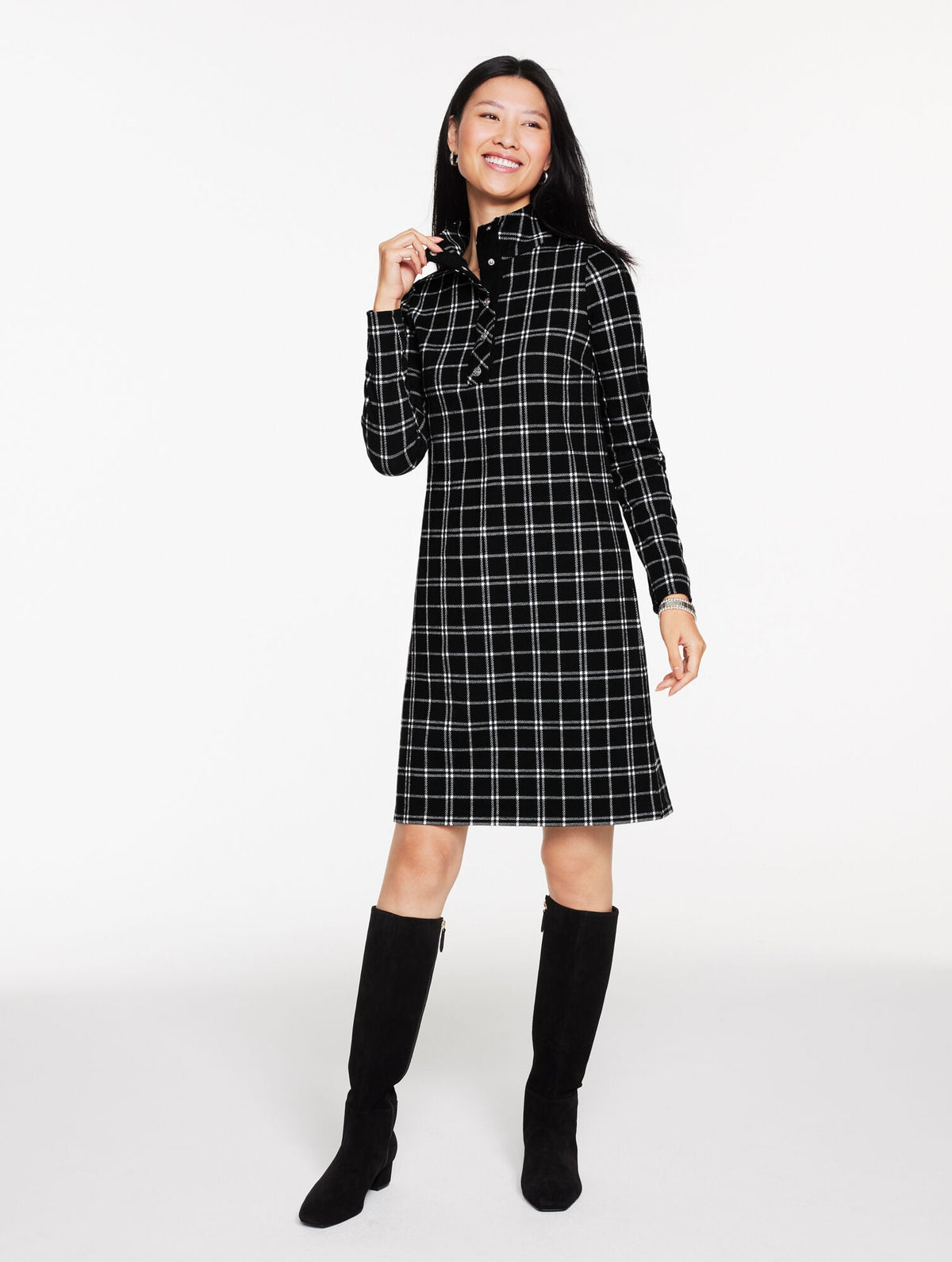 BRUSHED JACQUARD TURTLENECK DRESS - PRETTY PEPPERMINT | Talbots discount