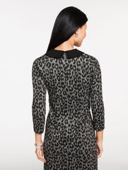 JACQUARD SHIFT DRESS - SNOW LEOPARD | Talbots sale