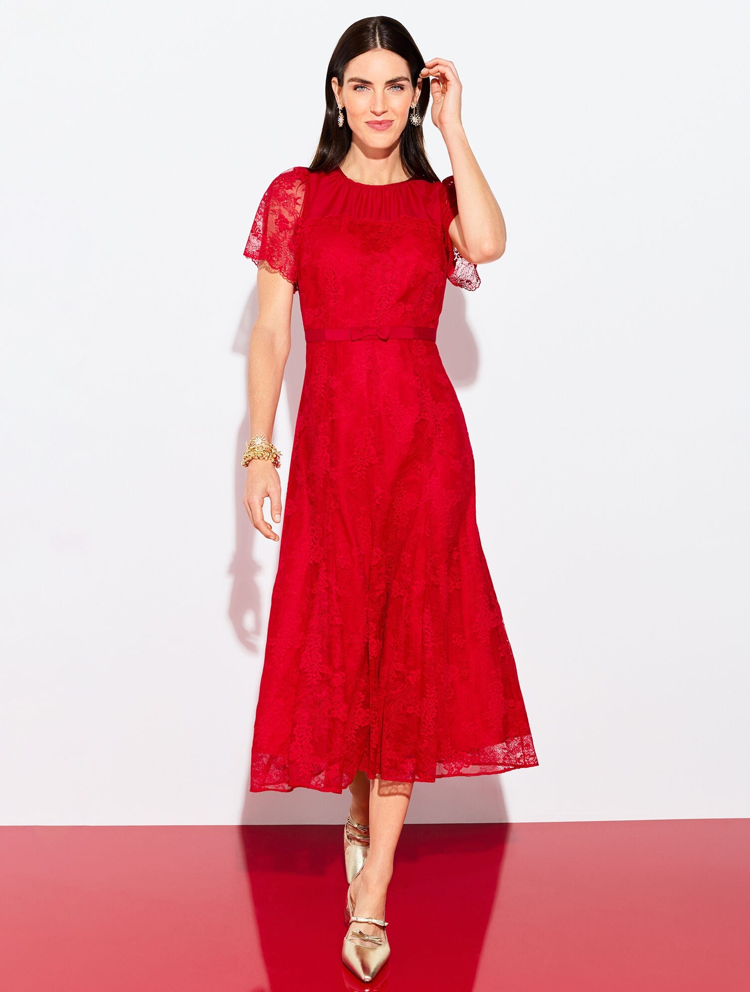 CHANTILLY LACE FIT & FLARE MIDI DRESS | Talbots online