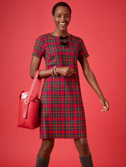 BOW SHEATH DRESS - BLISSFUL PLAID | Talbots on sale