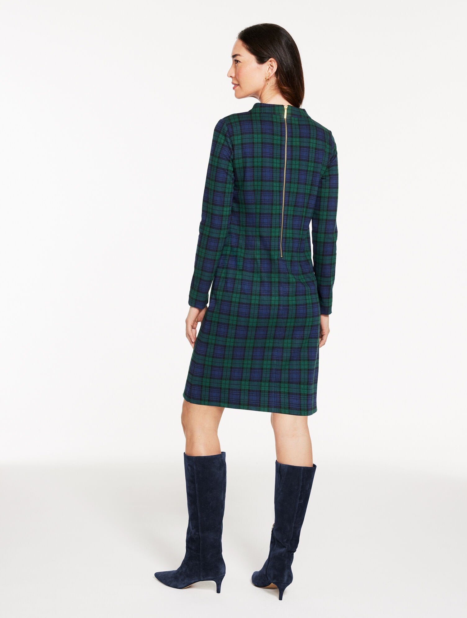 MOCKNECK SHIFT DRESS - BEDFORD BLACK WATCH | Talbots outlet