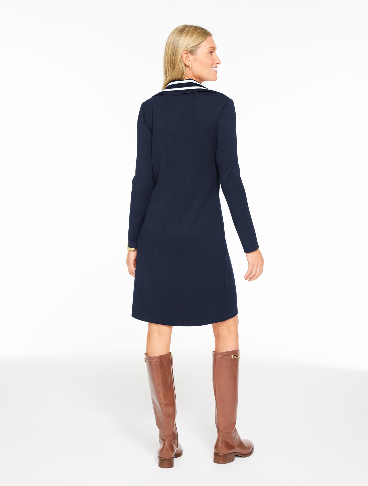 JOHNNY COLLAR KNIT SHIFT DRESS | Talbots US