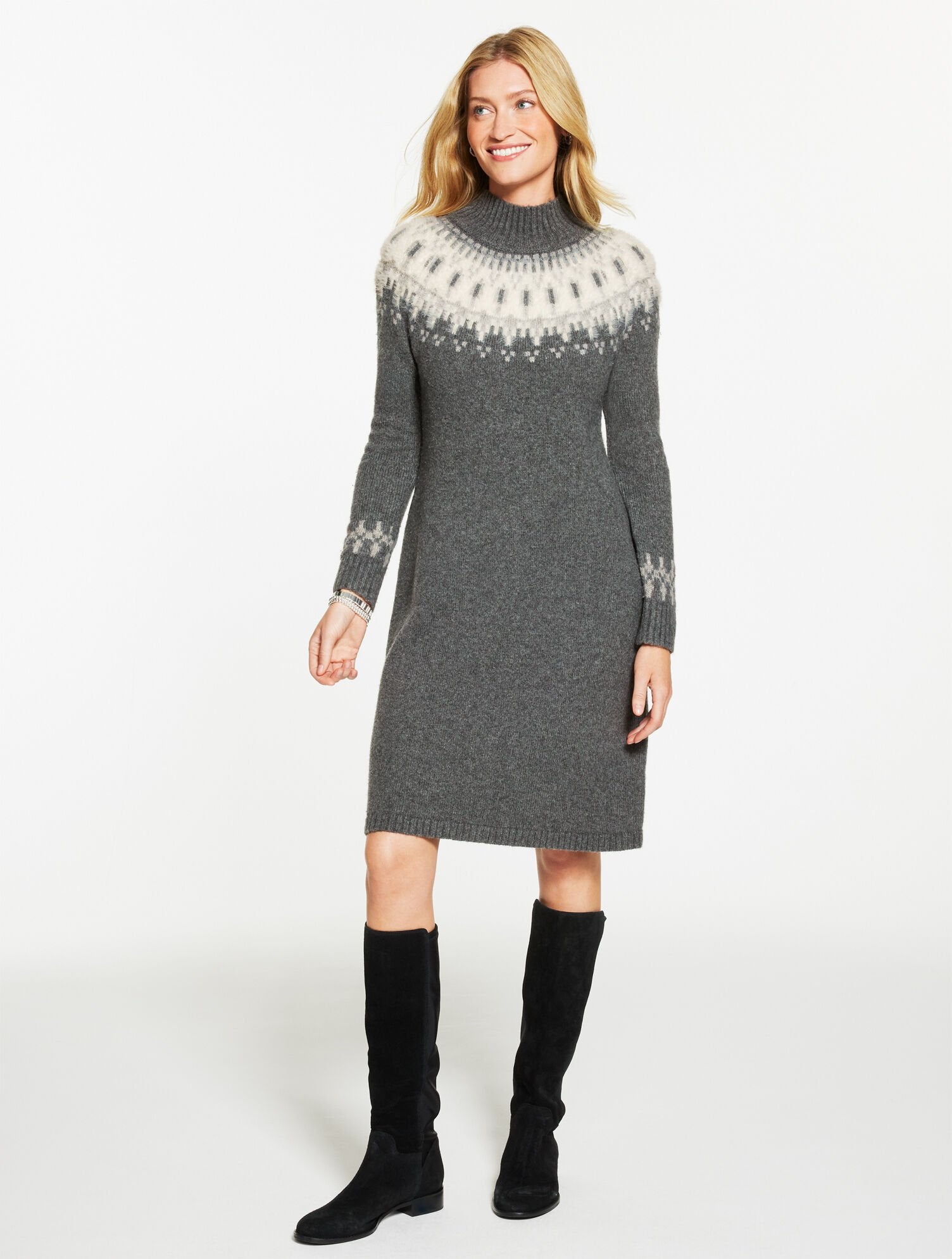 TURTLENECK SWEATER DRESS - PERSIAN FAIR ISLE | Talbots on sale