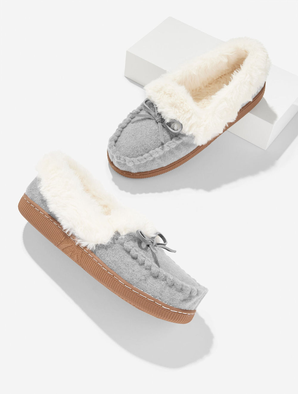CLEO FLANNEL FAUX FUR MOCCASINS | Talbots sale