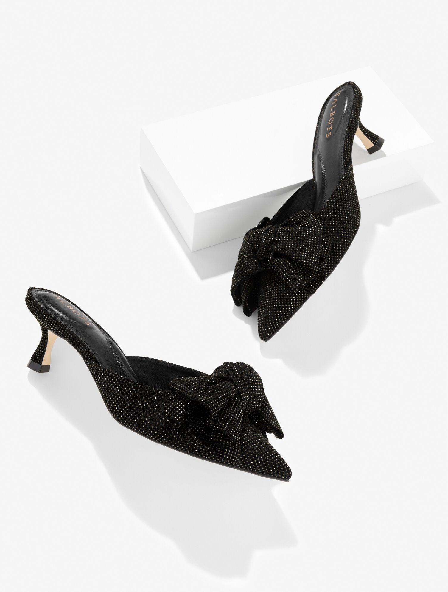 EMBER BOW CRYSTAL LEATHER MULES | Talbots for sale