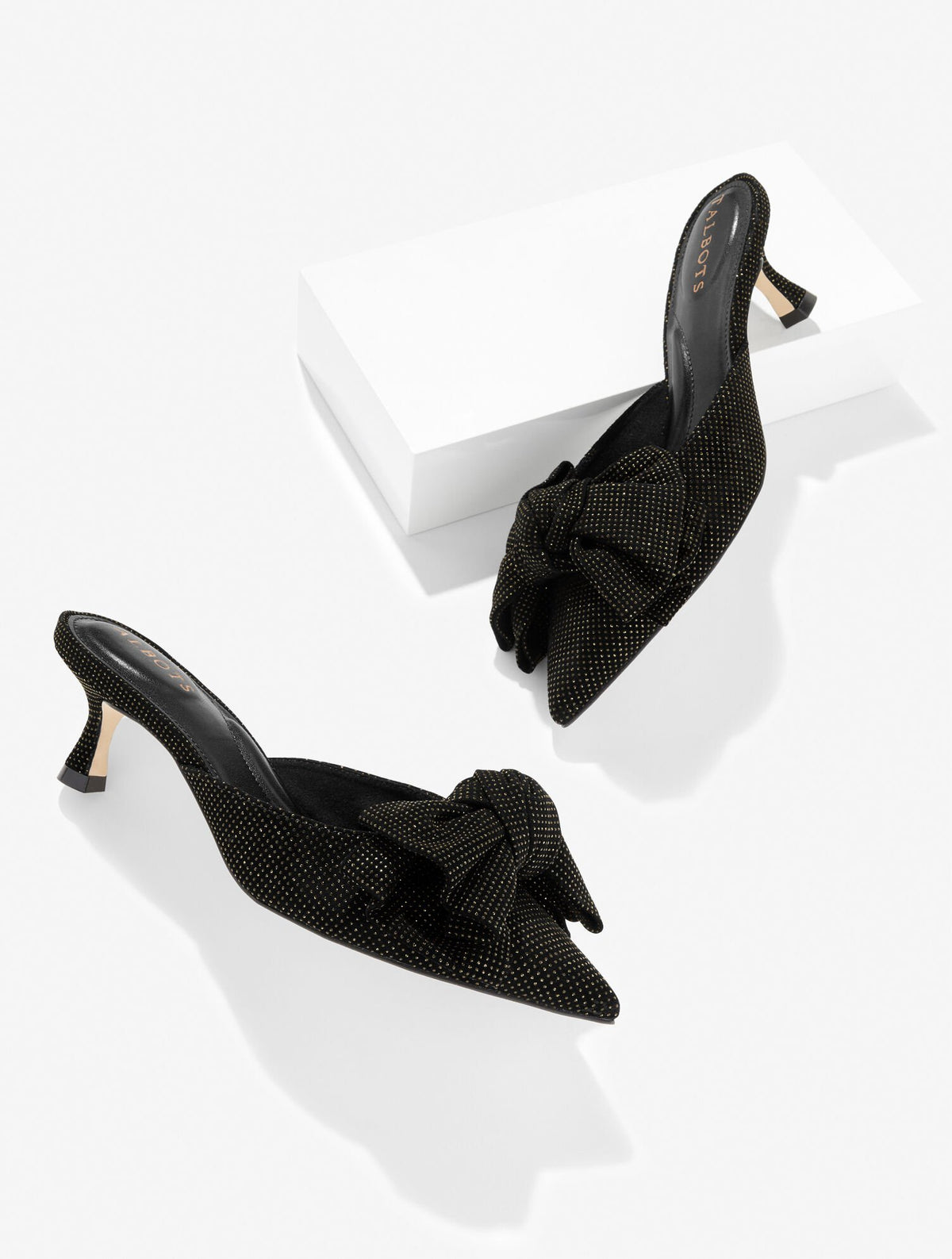 EMBER BOW CRYSTAL LEATHER MULES | Talbots for sale