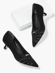 EMBER MESH SUEDE KITTEN HEEL PUMPS | Talbots discount
