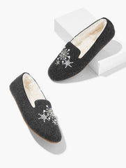 FIRESIDE EMBELLISHED FLANNEL SLIPPERS - SNOWFLAKE | Talbots outlet