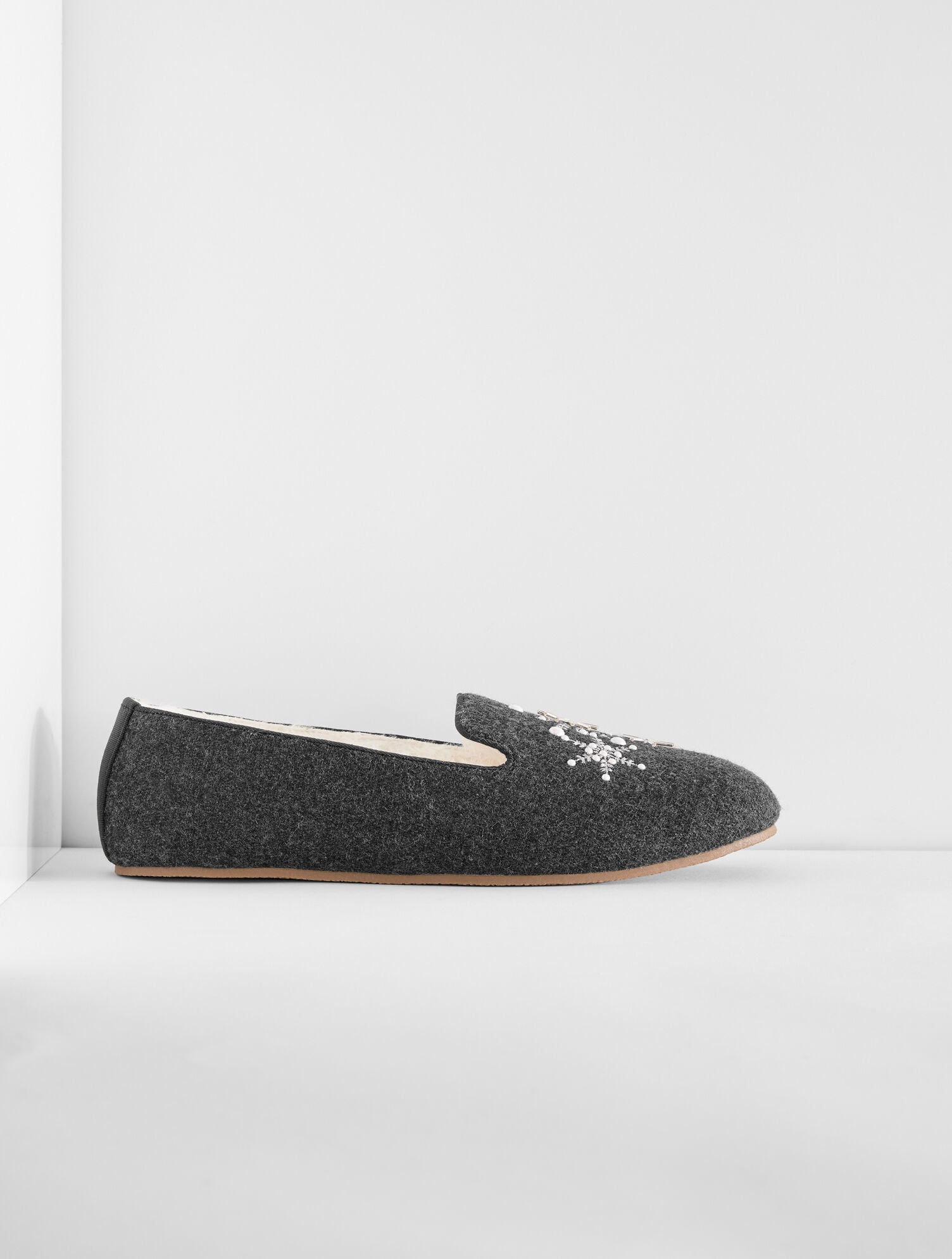 FIRESIDE EMBELLISHED FLANNEL SLIPPERS - SNOWFLAKE | Talbots outlet