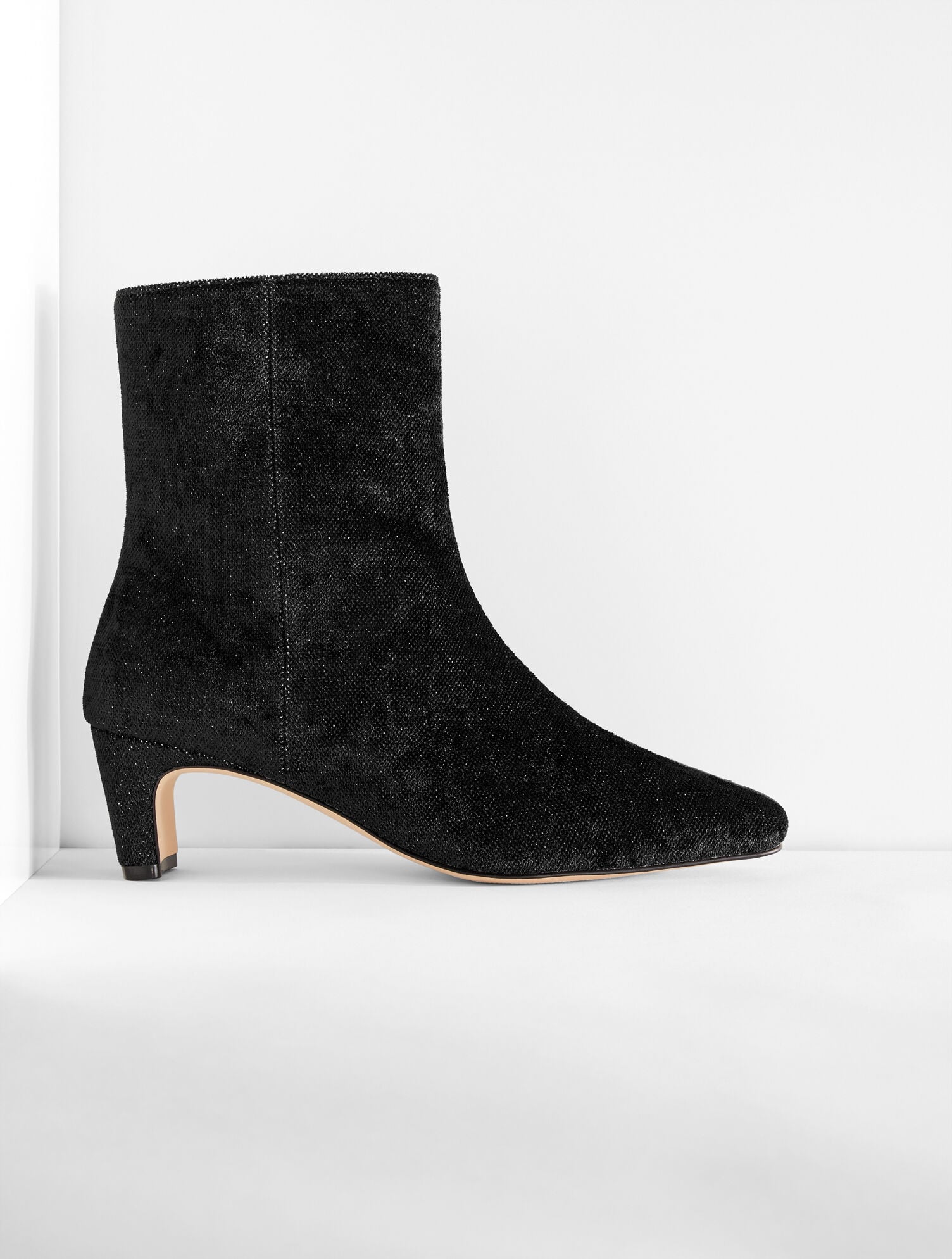 GALEN CURVED ANKLE BOOTS - SPARKLE VELVET | Talbots near me