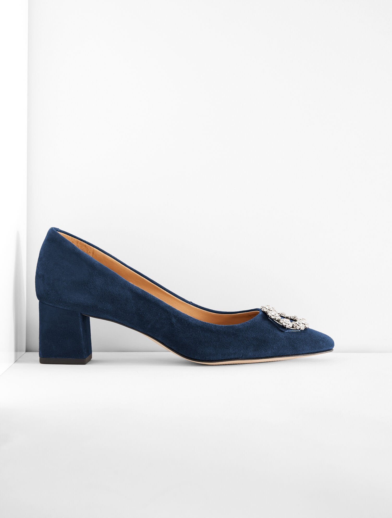 KAYLA EMBELLISHED SUEDE BLOCK HEEL PUMPS | Talbots for sale