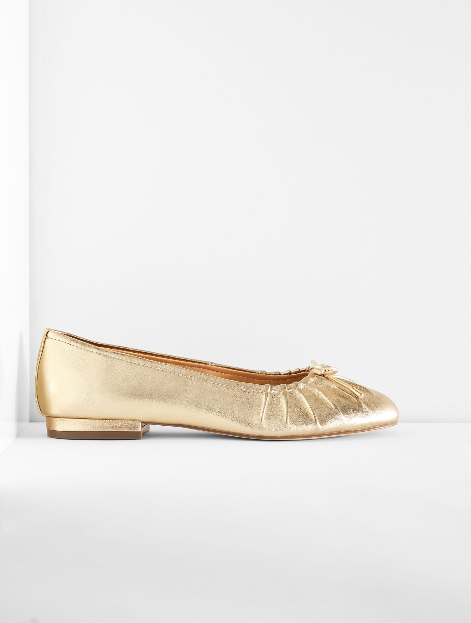 MADISON PLEATED METALLIC NAPPA BALLET FLATS | Talbots for sale