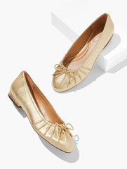 MADISON PLEATED METALLIC NAPPA BALLET FLATS | Talbots for sale