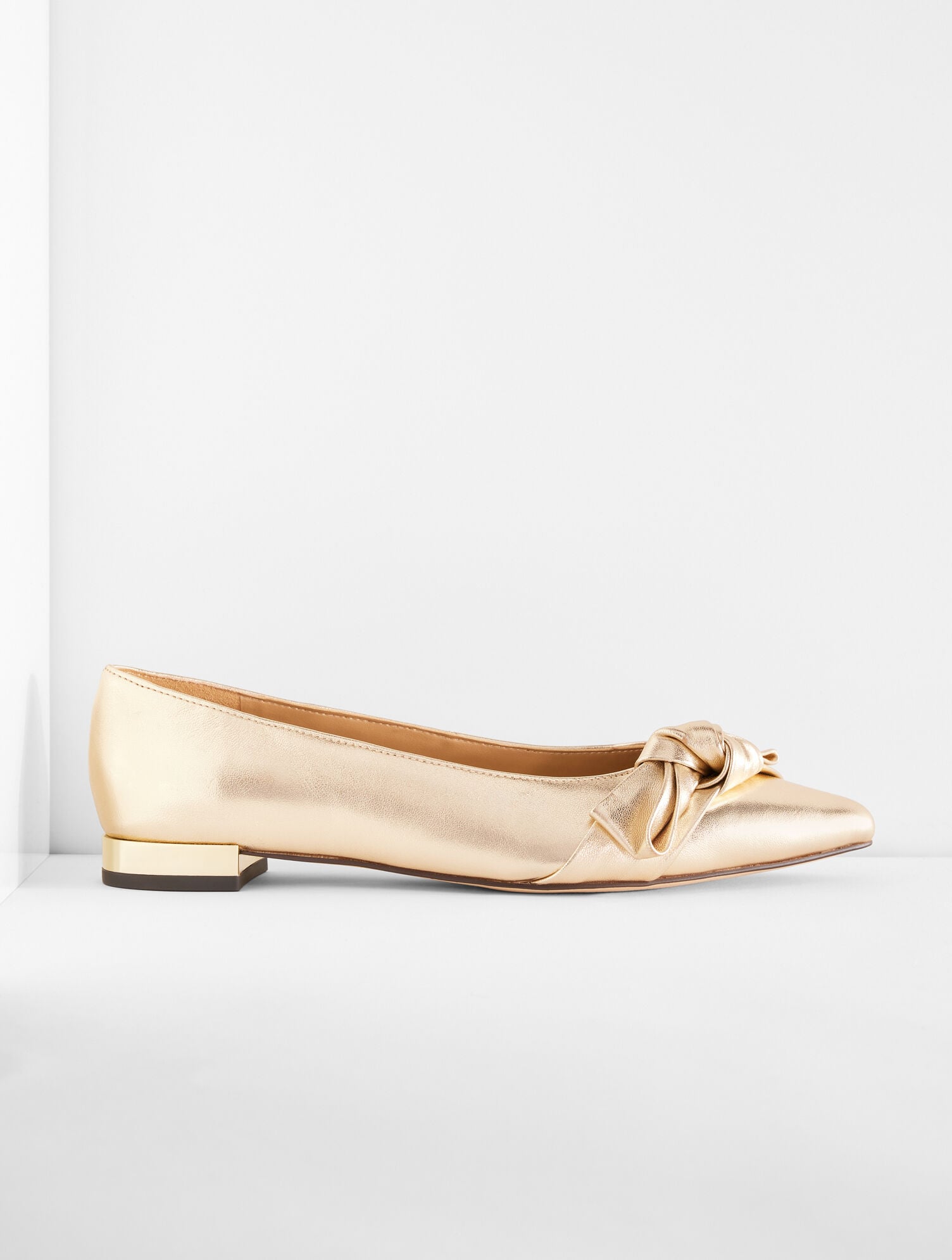 PORTIA BOW METALLIC LEATHER FLATS | Talbots outlet