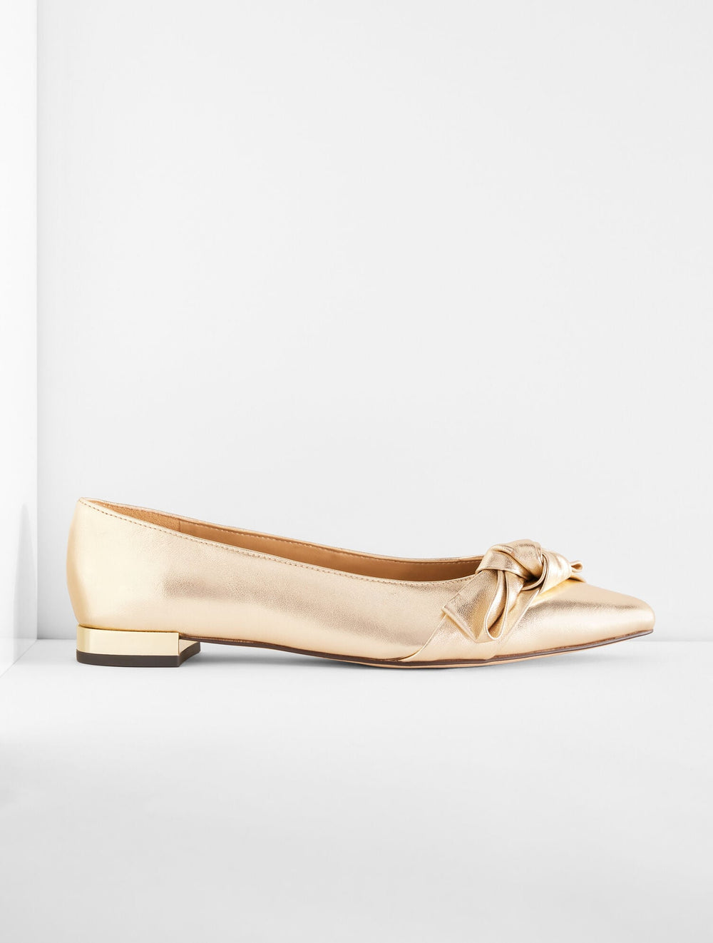 PORTIA BOW METALLIC LEATHER FLATS | Talbots outlet