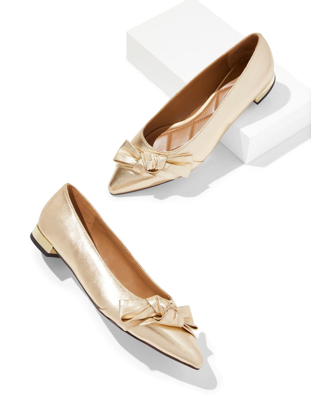 PORTIA BOW METALLIC LEATHER FLATS | Talbots outlet
