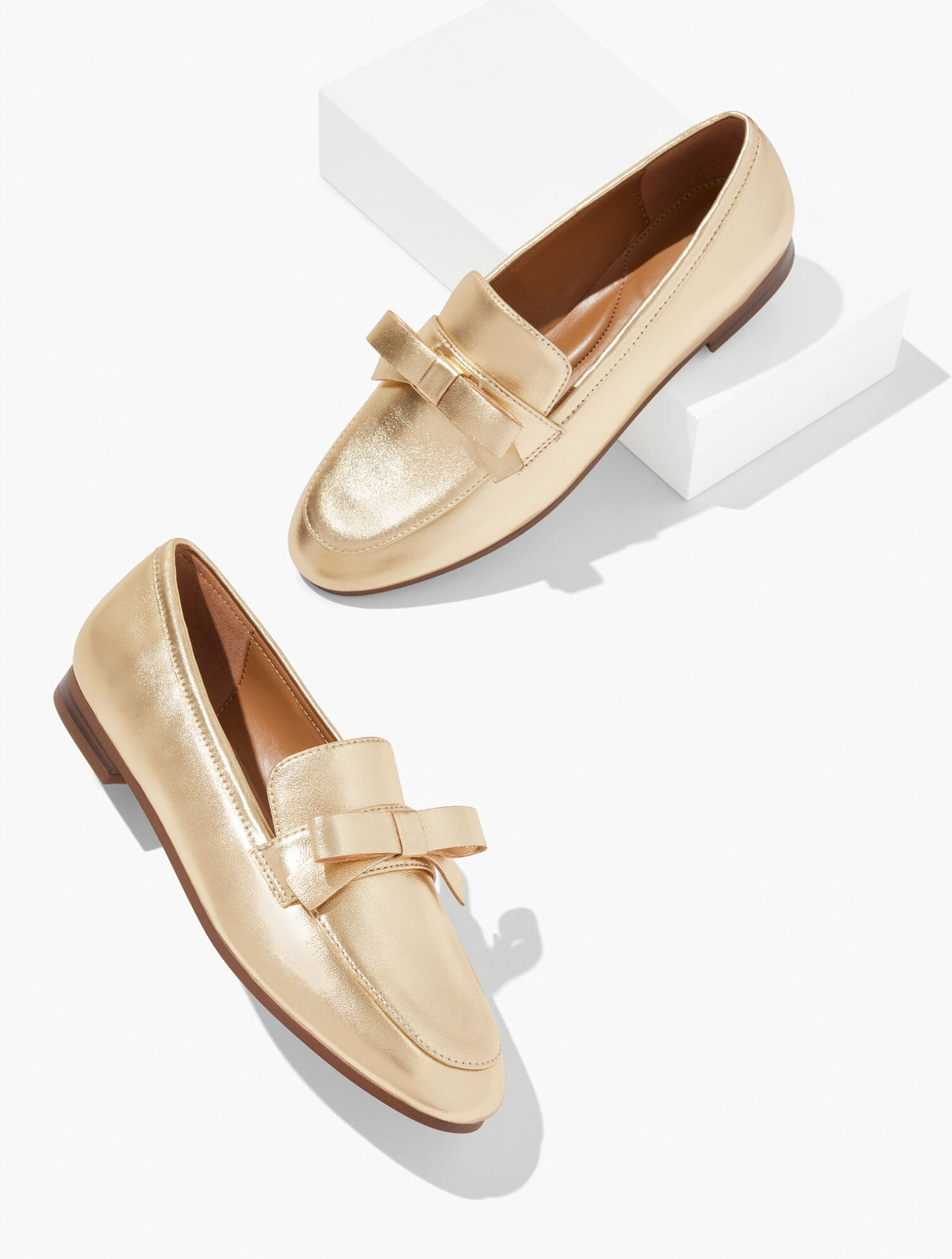 KATELYN BOW METALLIC NAPPA LOAFERS | Talbots discount