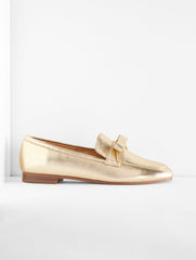 KATELYN BOW METALLIC NAPPA LOAFERS | Talbots discount
