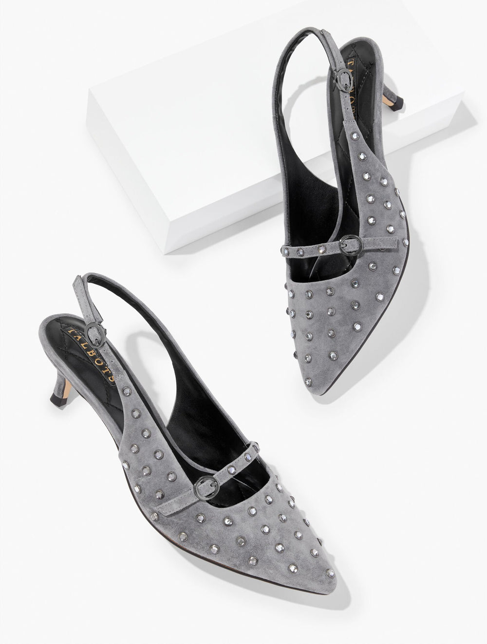 SYLVIE STUDDED SLINGBACK SUEDE PUMPS | Talbots for sale