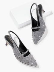 SYLVIE STUDDED SLINGBACK SUEDE PUMPS | Talbots for sale