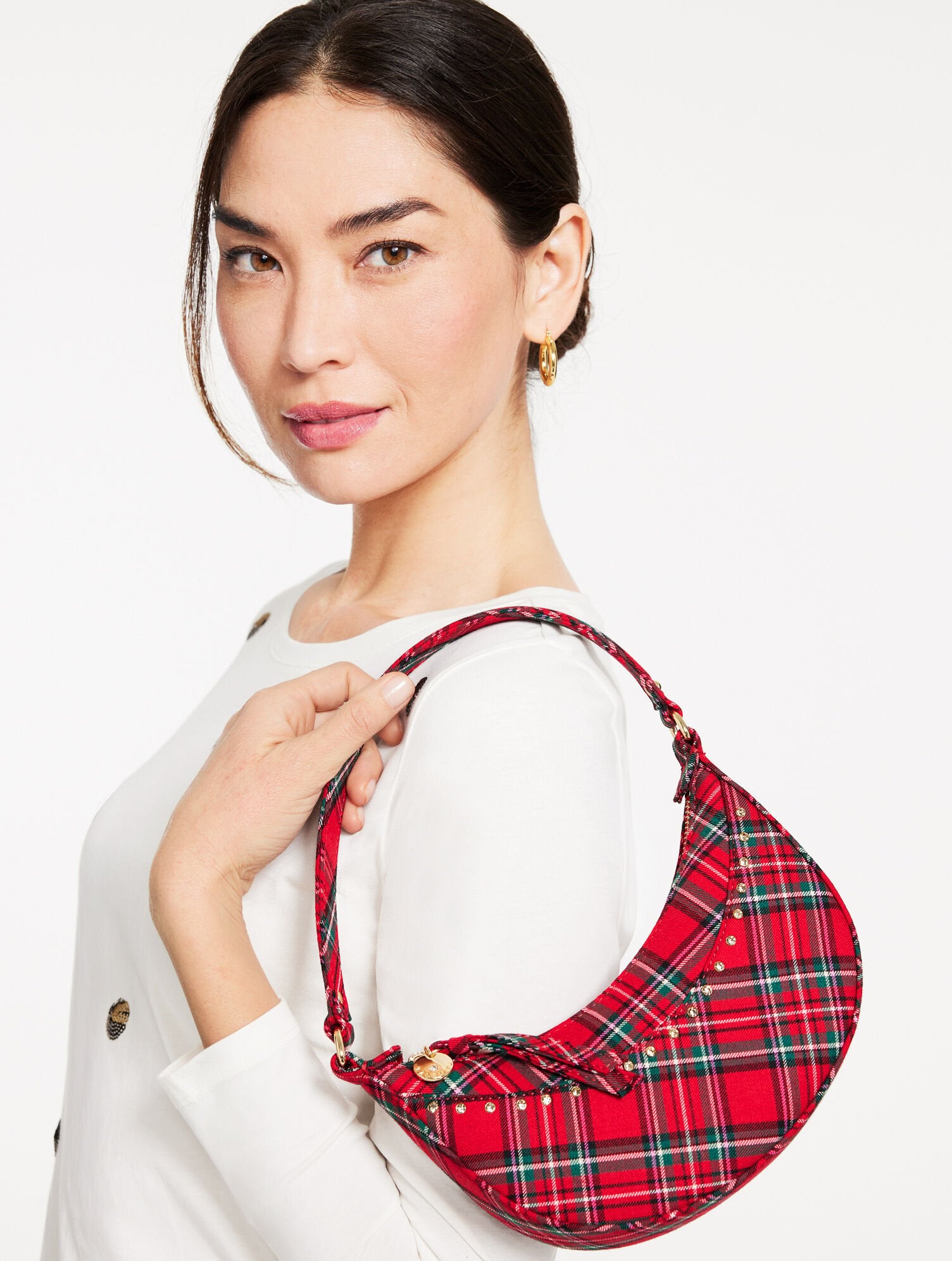 CIDER PLAID CRESCENT BAG | Talbots online