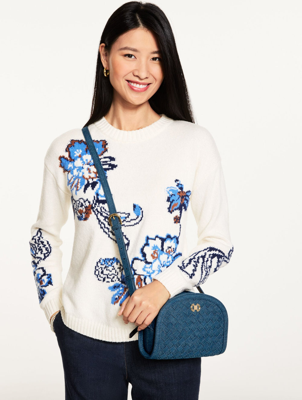 RORY WOVEN DENIM CROSSBODY BAG | Talbots for sale