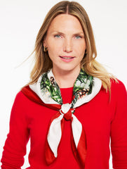 CHRISTMAS WREATH SILK SQUARE SCARF | Talbots sale