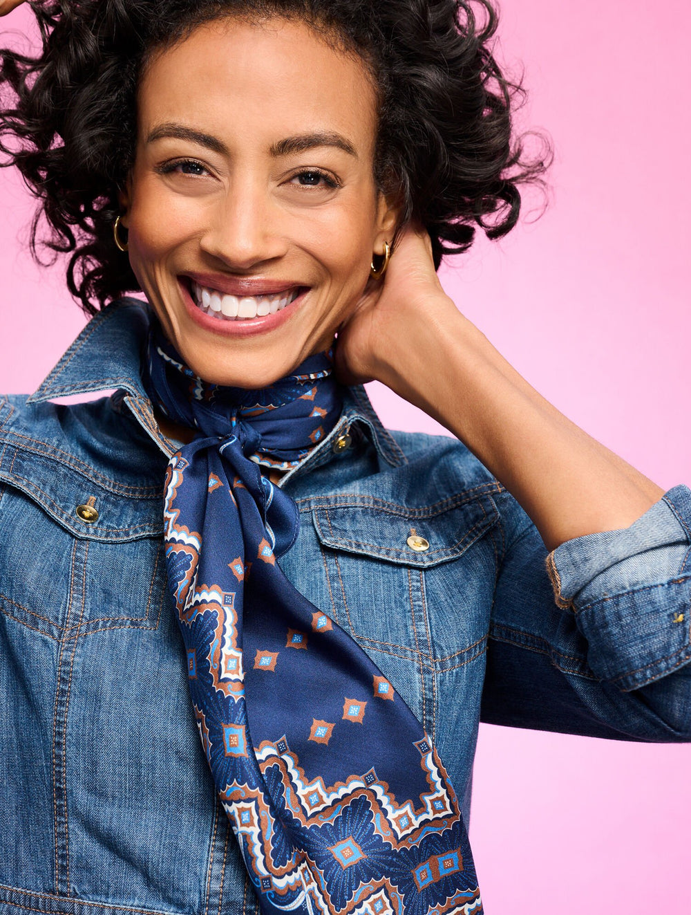 MEDALLION SILK SQUARE SCARF | Talbots sale