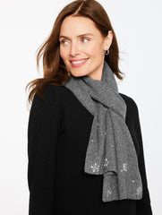 SNOWFLAKE EMBELLISHED SOFT KNIT SCARF | Talbots US