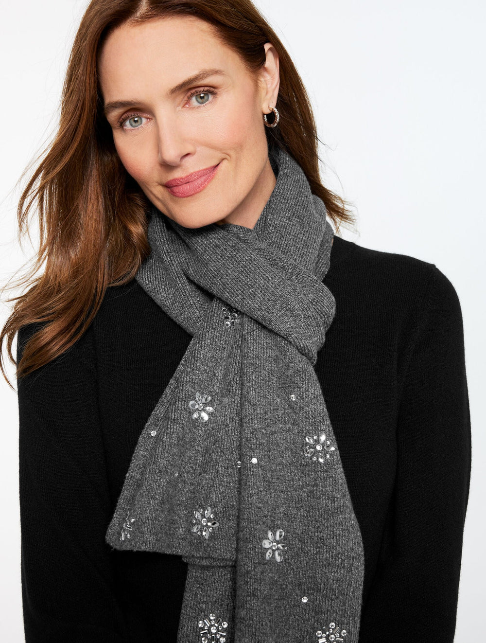 SNOWFLAKE EMBELLISHED SOFT KNIT SCARF | Talbots US