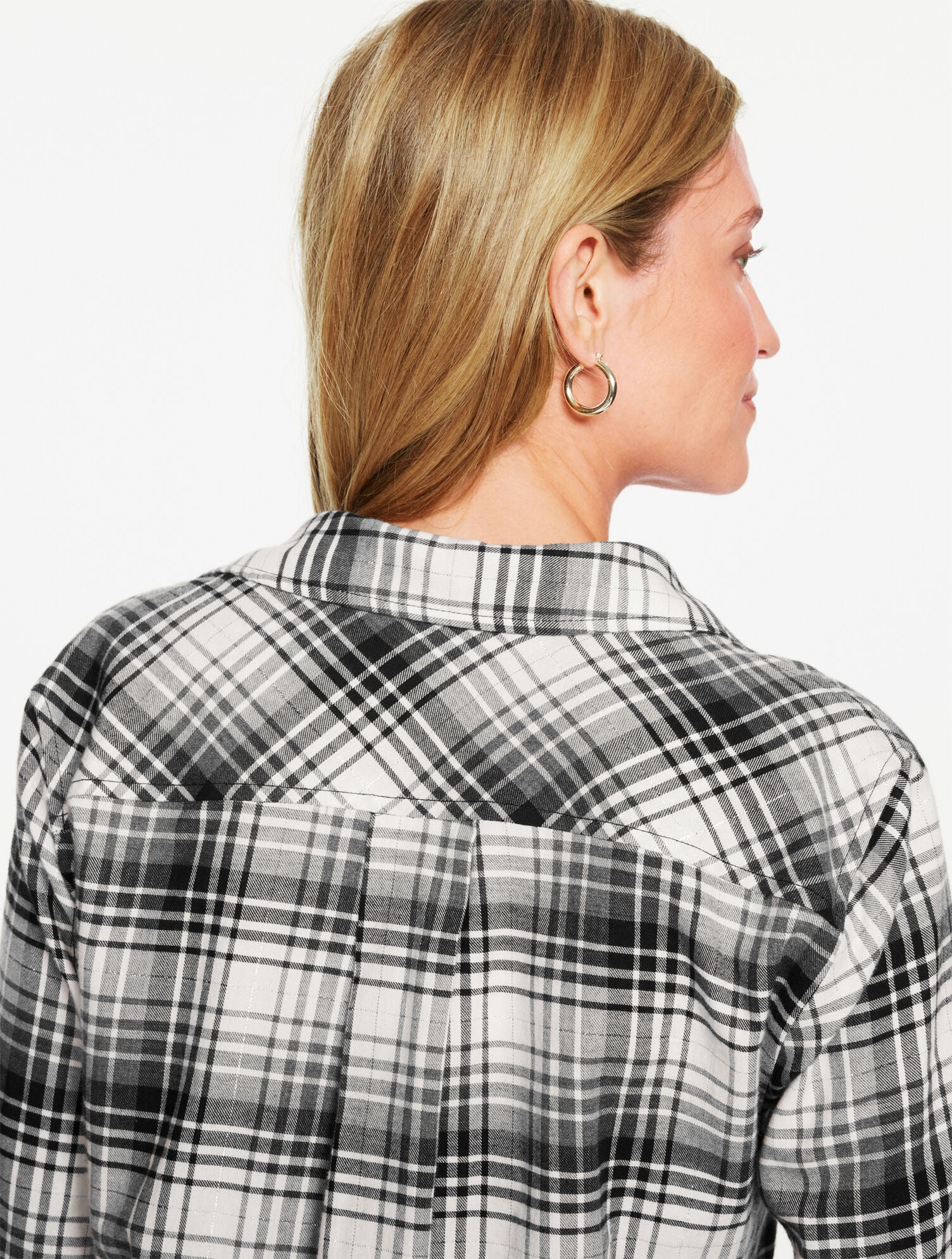 METALLIC FLANNEL MODERN CLASSIC SHIRT - SERENE PLAID | Talbots near me