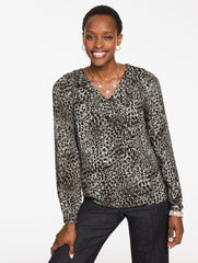 METALLIC V-NECK TOP - SWIRLY LEOPARD | Talbots online