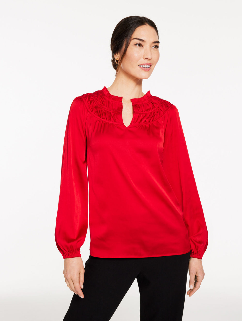 SOFT SATIN CHARMEUSE SHIRRED TOP | Talbots near me