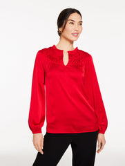 SOFT SATIN CHARMEUSE SHIRRED TOP | Talbots near me