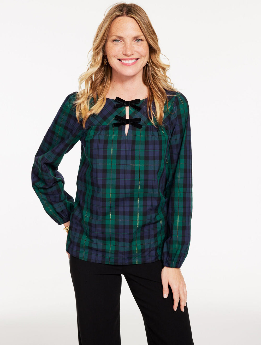 METALLIC BOW TOP - MERRIMENT TARTAN | Talbots for sale