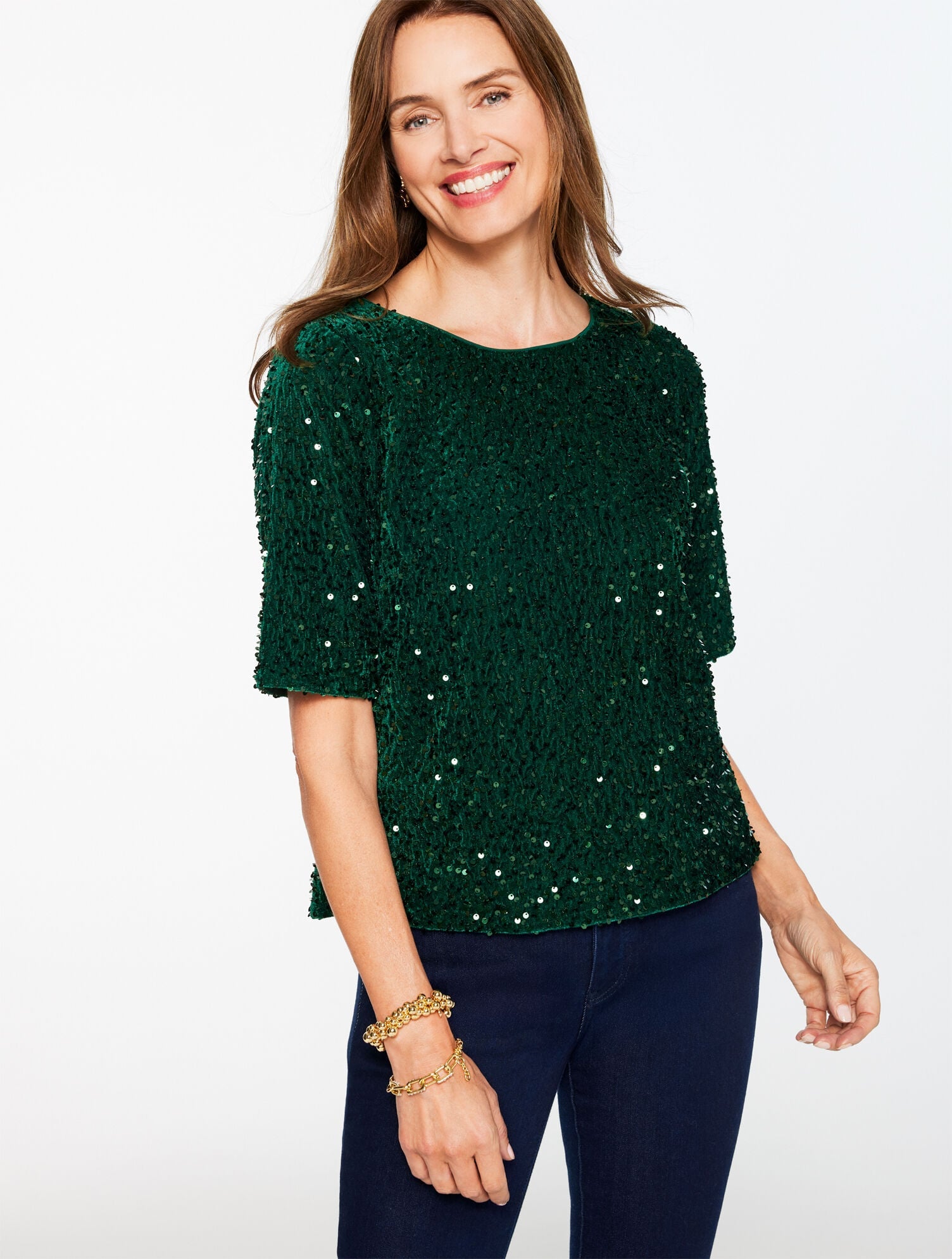 SEQUIN VELVET TOP | Talbots discount