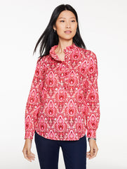 METALLIC RUFFLE POPOVER - JOYFUL DAMASK | Talbots outlet