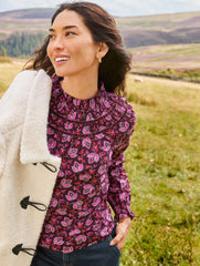 VELVET TRIM SMOCKED TOP - LUMINOUS FLORAL | Talbots near me
