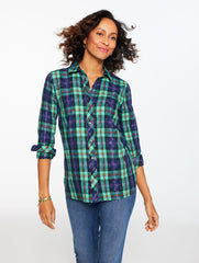 METALLIC MODERN CLASSIC SHIRT - CHEERFUL PLAID | Talbots discount