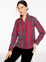 RHINESTONE NON-IRON POPOVER - BLISSFUL PLAID | Talbots US
