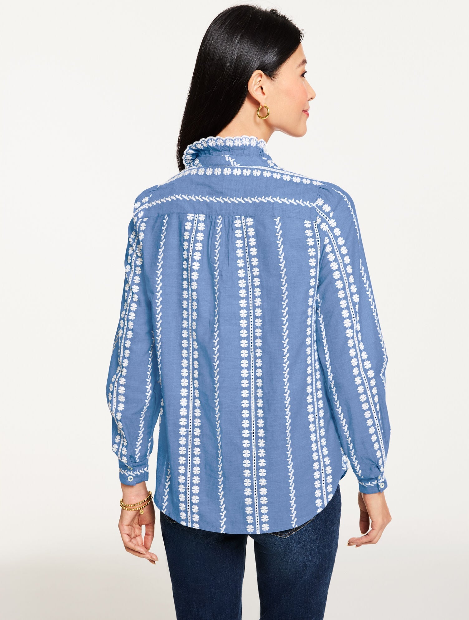 EMBROIDERED RUFFLE TOP | Talbots US