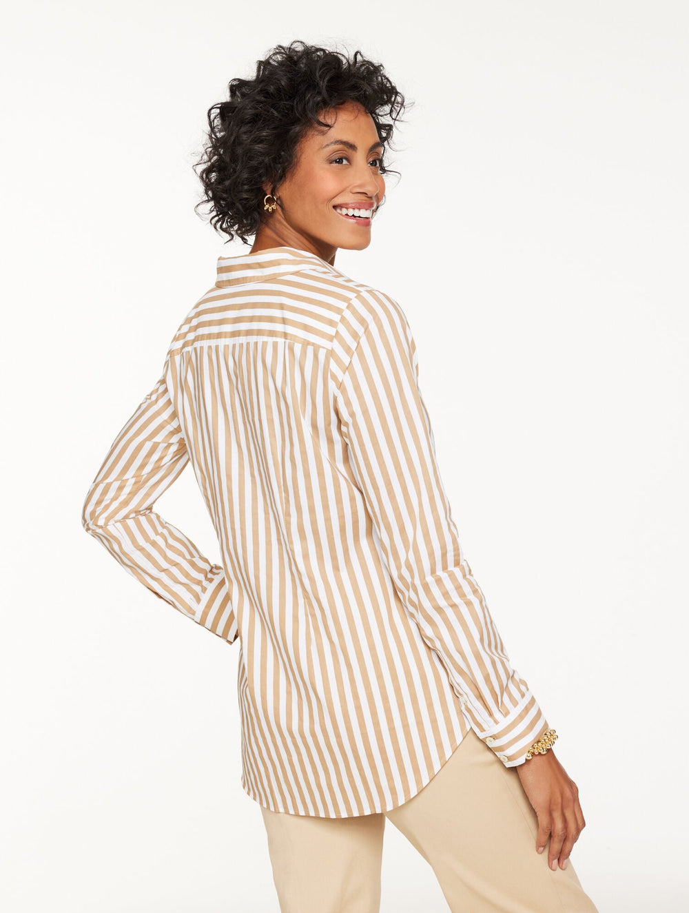 TIE FRONT POPLIN SHIRT - TRANQUIL STRIPE | Talbots for sale