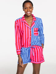 PRINTFRESH POPLIN SHORT PAJAMA SET - MIXED STRIPE | Talbots outlet