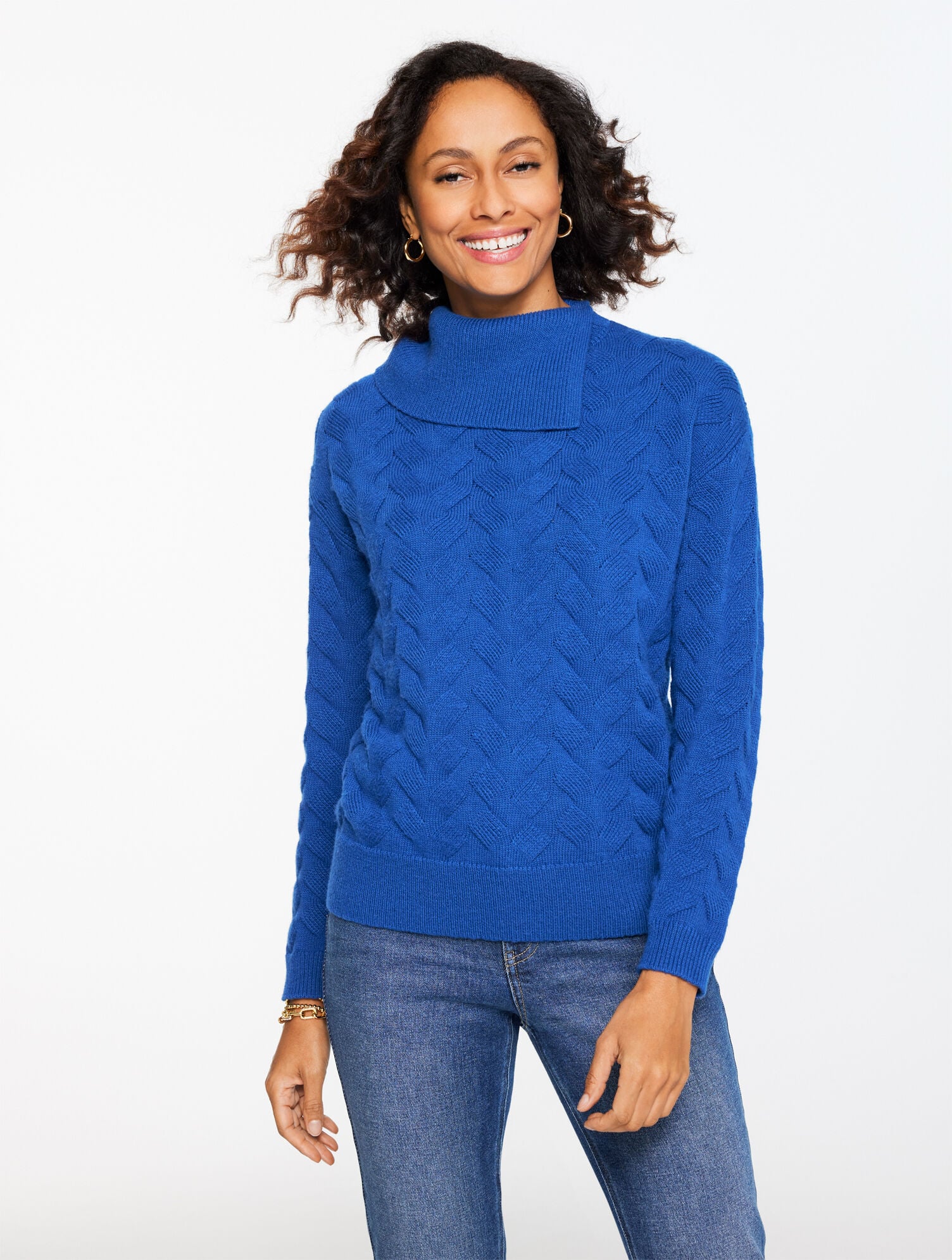 BASKETWEAVE SPLIT NECK SWEATER | Talbots outlet