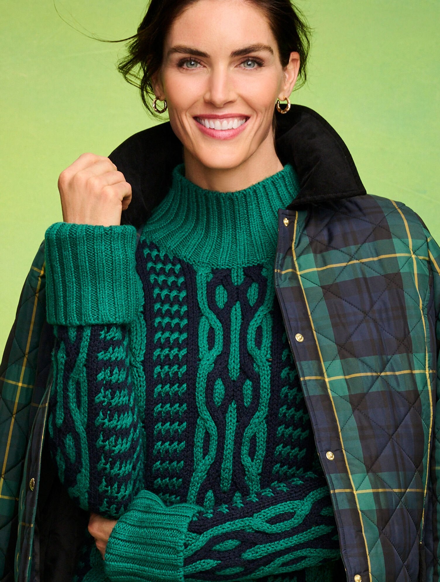 BICOLOR CABLE MOCKNECK SWEATER | Talbots outlet