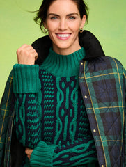 BICOLOR CABLE MOCKNECK SWEATER | Talbots outlet