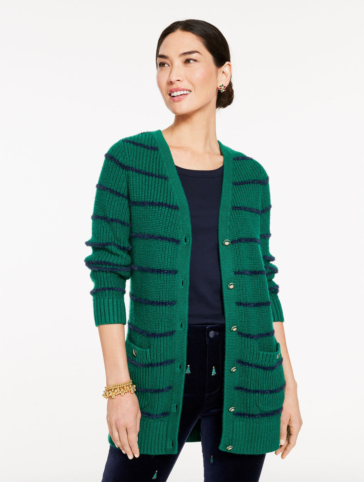 V-NECK CARDIGAN - JOLLY STRIPE | Talbots on sale